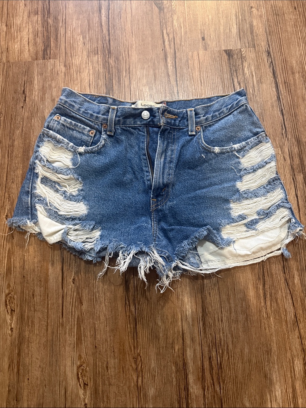 Levi's Distressed High-Rise Denim Cutoff Shorts - Blue